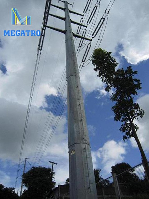 69KV power transmission line Monopole Steel Towers Qingdao Megatro